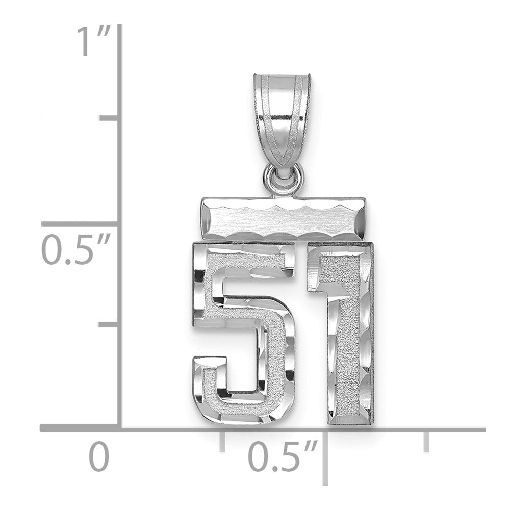 14kw Small Brushed Diamond-cut Number 51 Charm