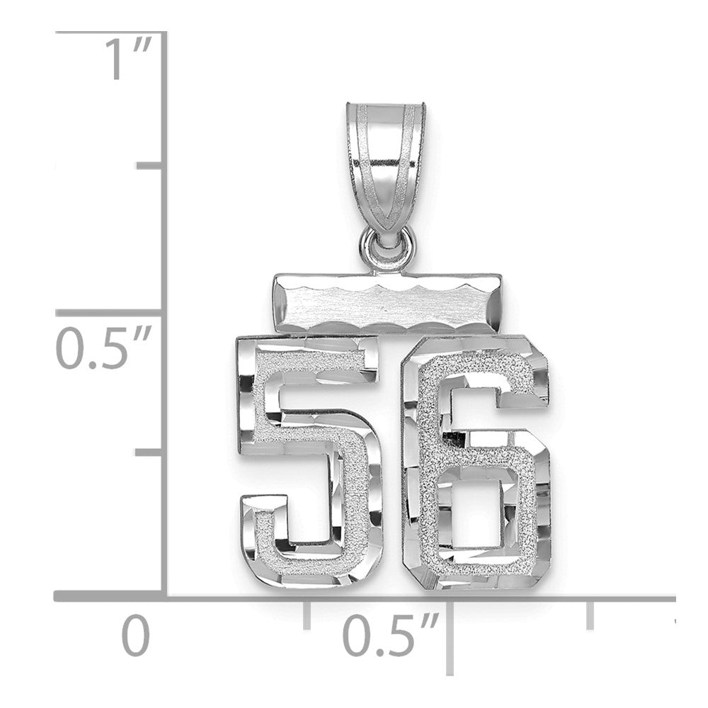 14kw Small Brushed Diamond-cut Number 56 Charm