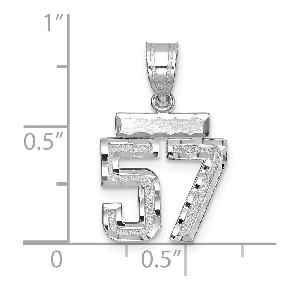 14kw Small Brushed Diamond-cut Number 57 Charm