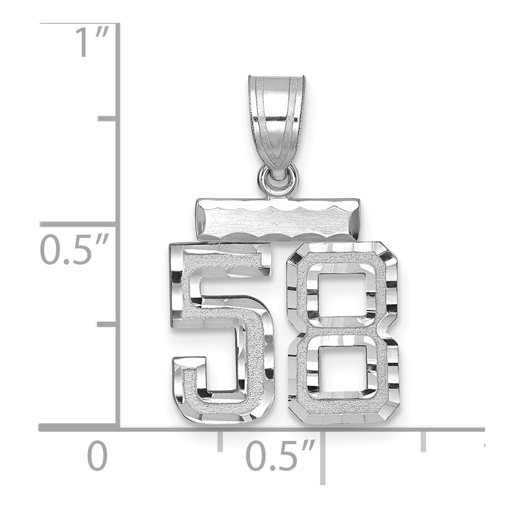 14kw Small Brushed Diamond-cut Number 58 Charm