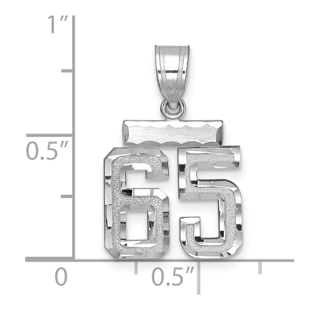14kw Small Brushed Diamond-cut Number 65 Charm