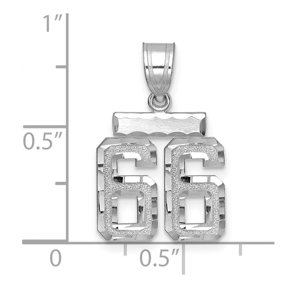 14kw Small Brushed Diamond-cut Number 66 Charm