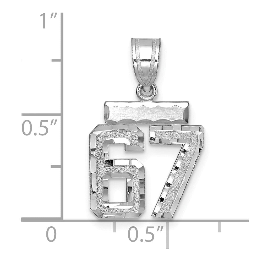 14kw Small Brushed Diamond-cut Number 67 Charm