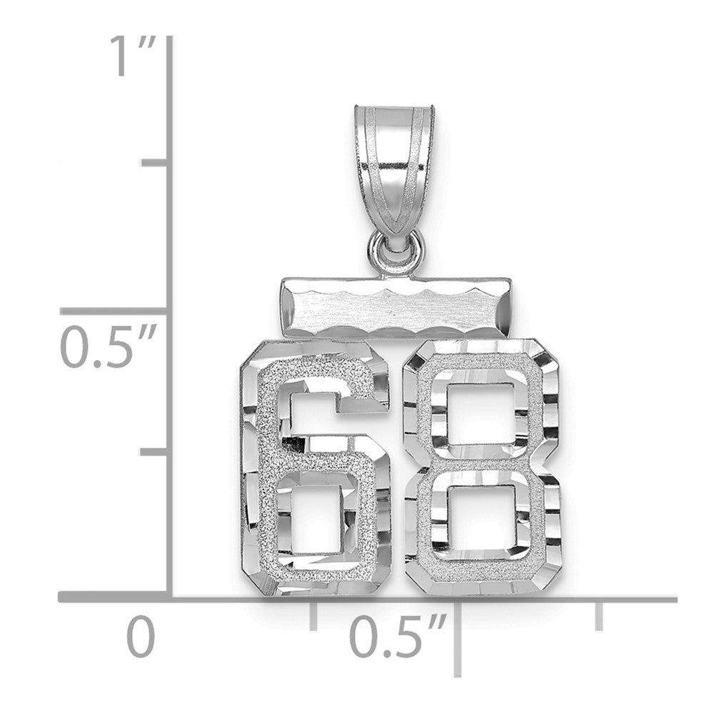 14kw Small Brushed Diamond-cut Number 68 Charm