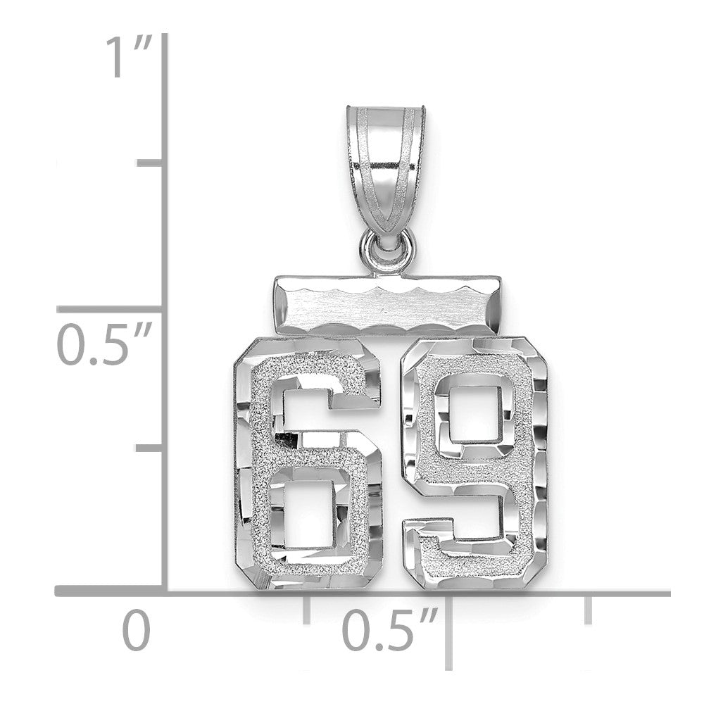 14kw Small Brushed Diamond-cut Number 69 Charm