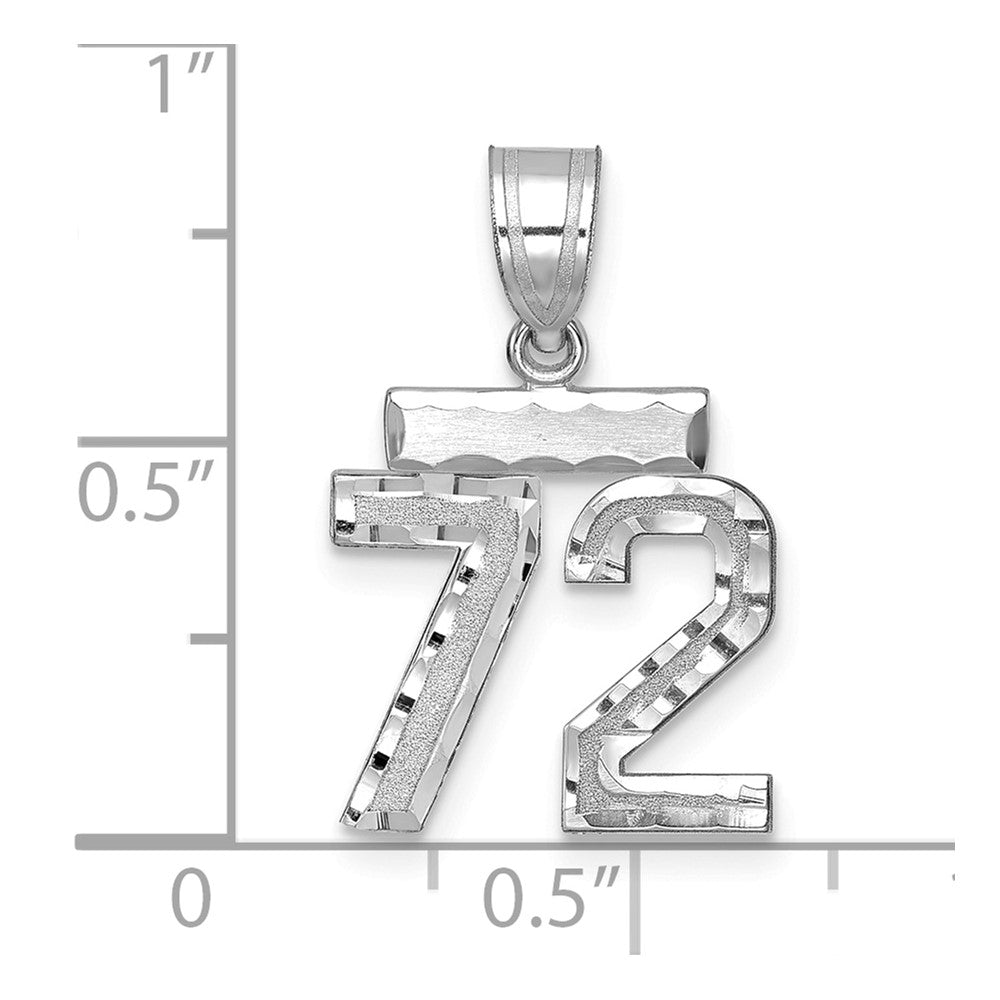 14kw Small Brushed Diamond-cut Number 72 Charm