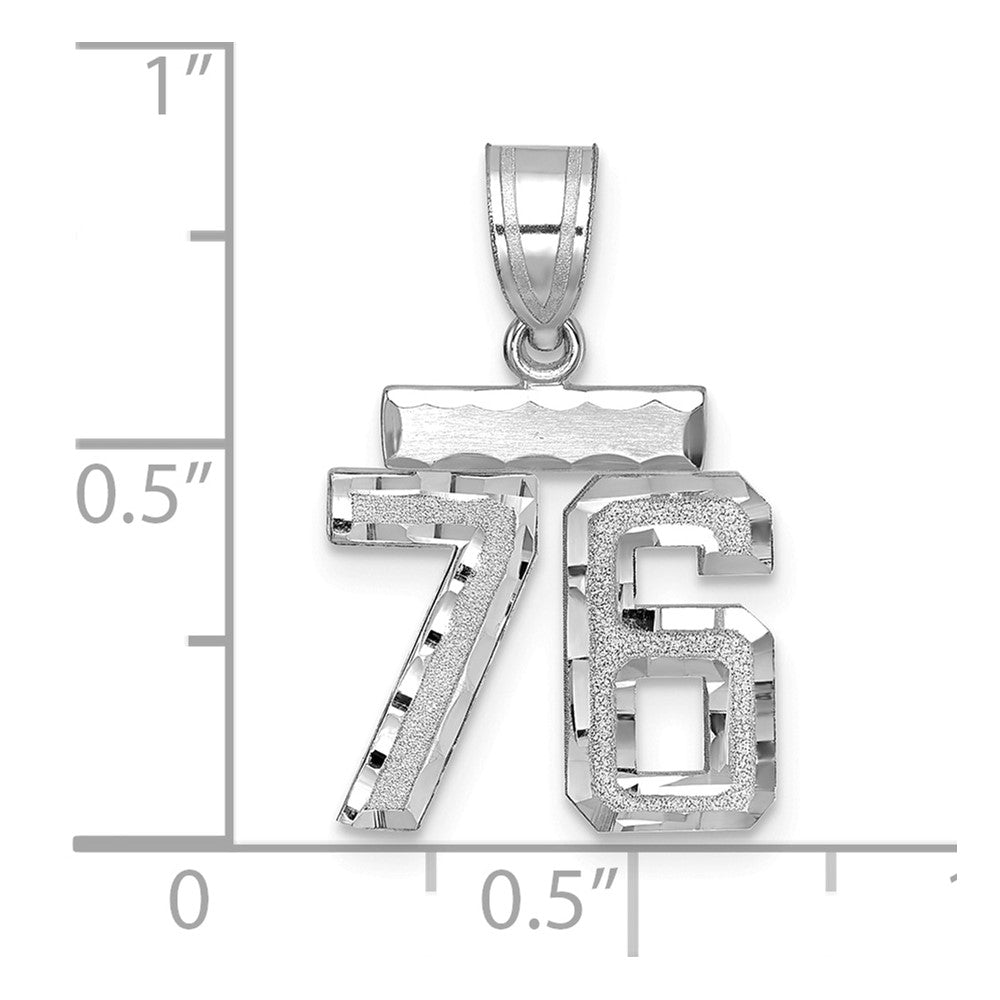 14kw Small Brushed Diamond-cut Number 76 Charm