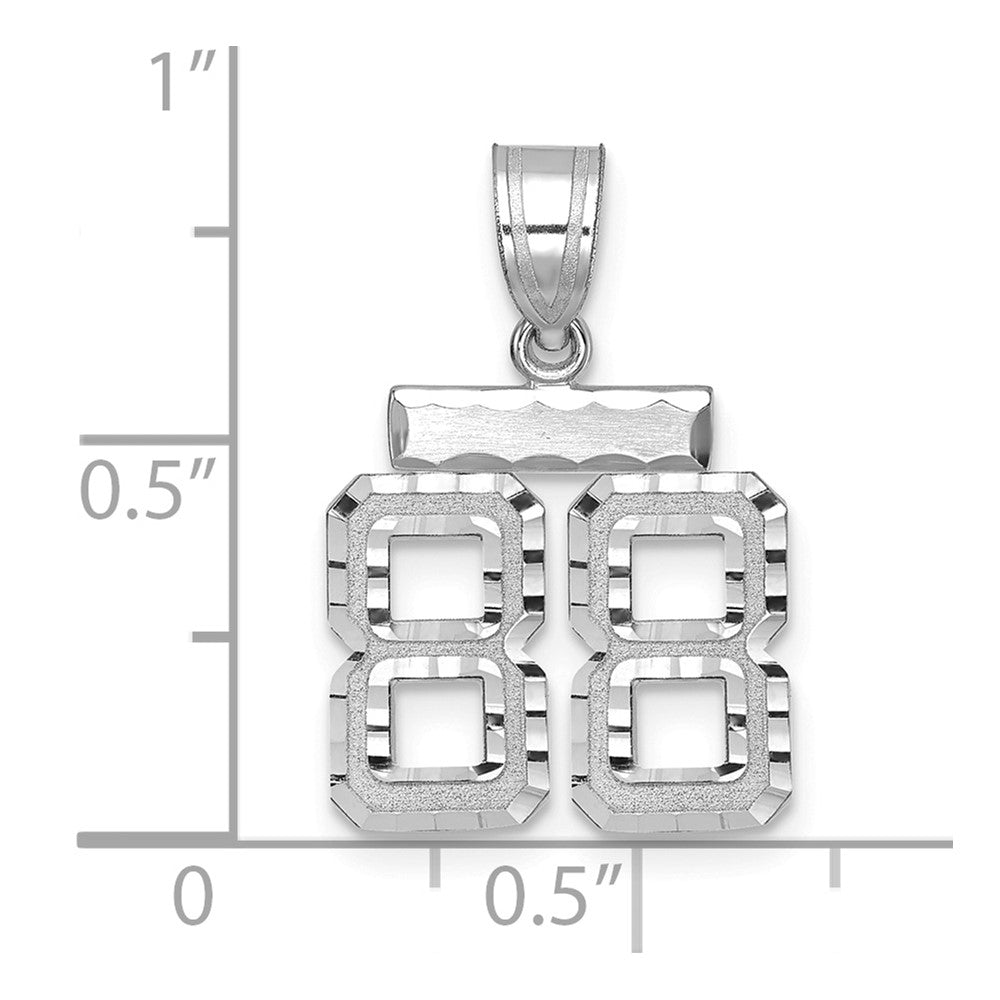 14kw Small Brushed Diamond-cut Number 88 Charm