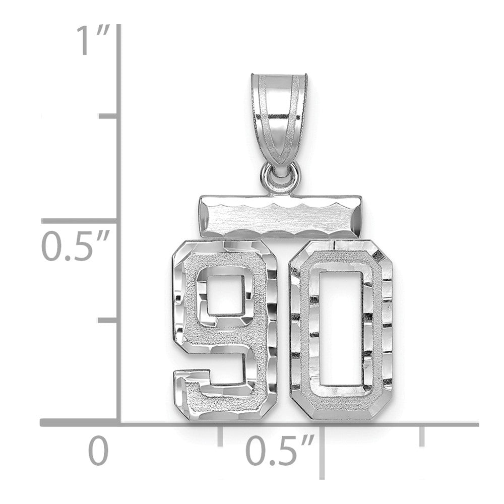 14kw Small Brushed Diamond-cut Number 90 Charm