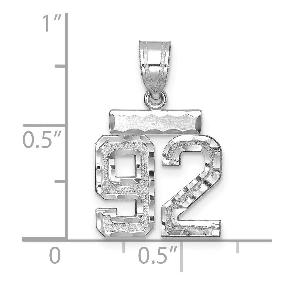 14kw Small Brushed Diamond-cut Number 92 Charm