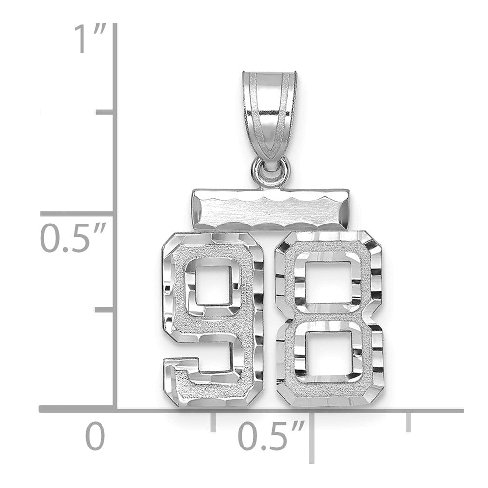 14kw Small Brushed Diamond-cut Number 98 Charm