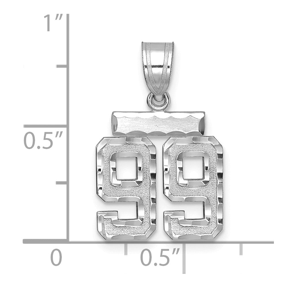 14kw Small Brushed Diamond-cut Number 99 Charm