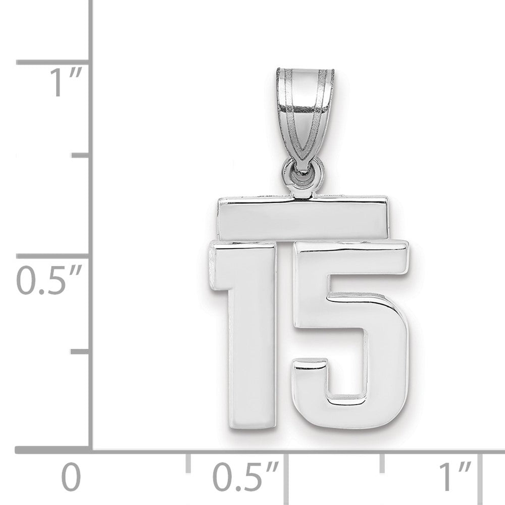 14kw Small Polished Number 15 Charm