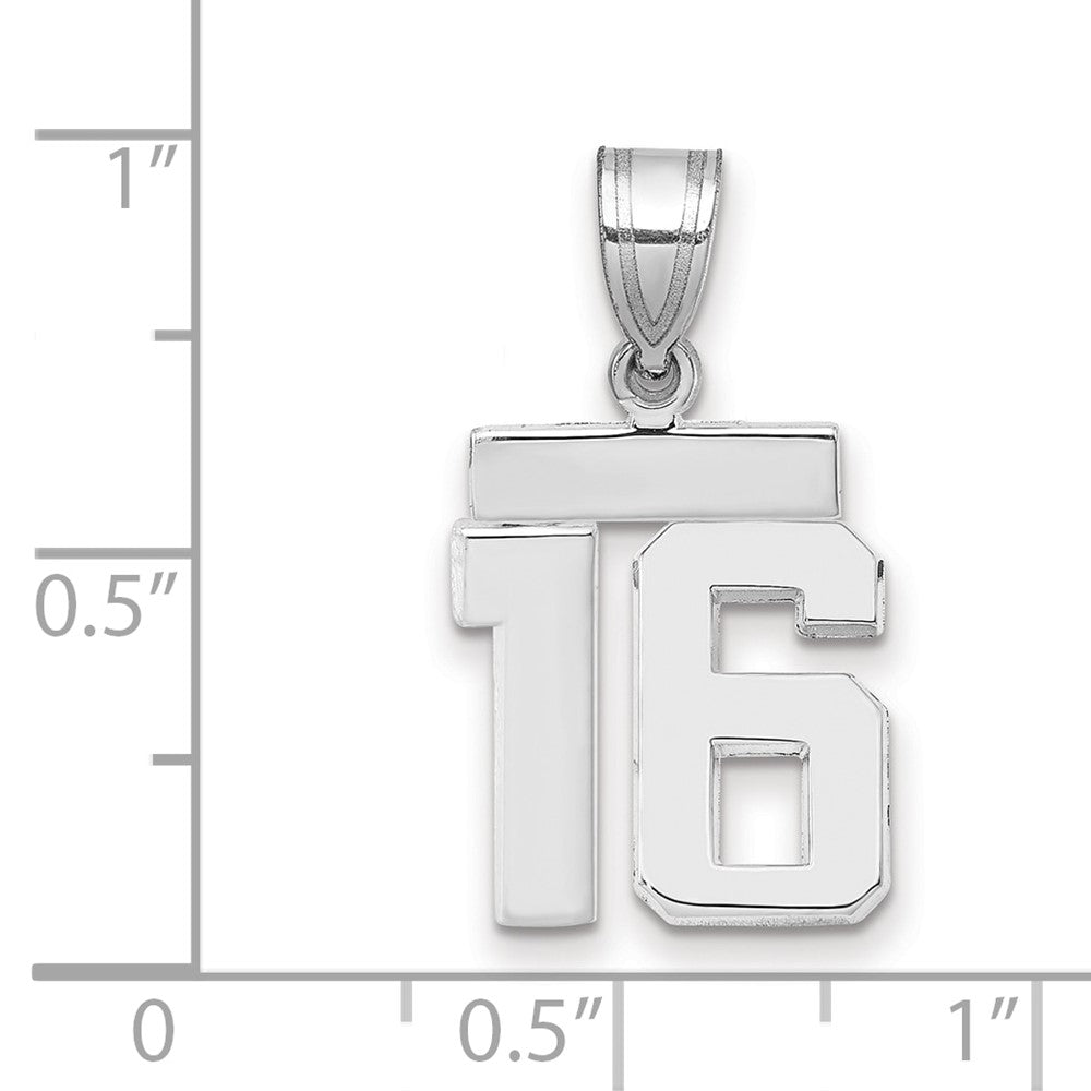 14kw Small Polished Number 16 Charm