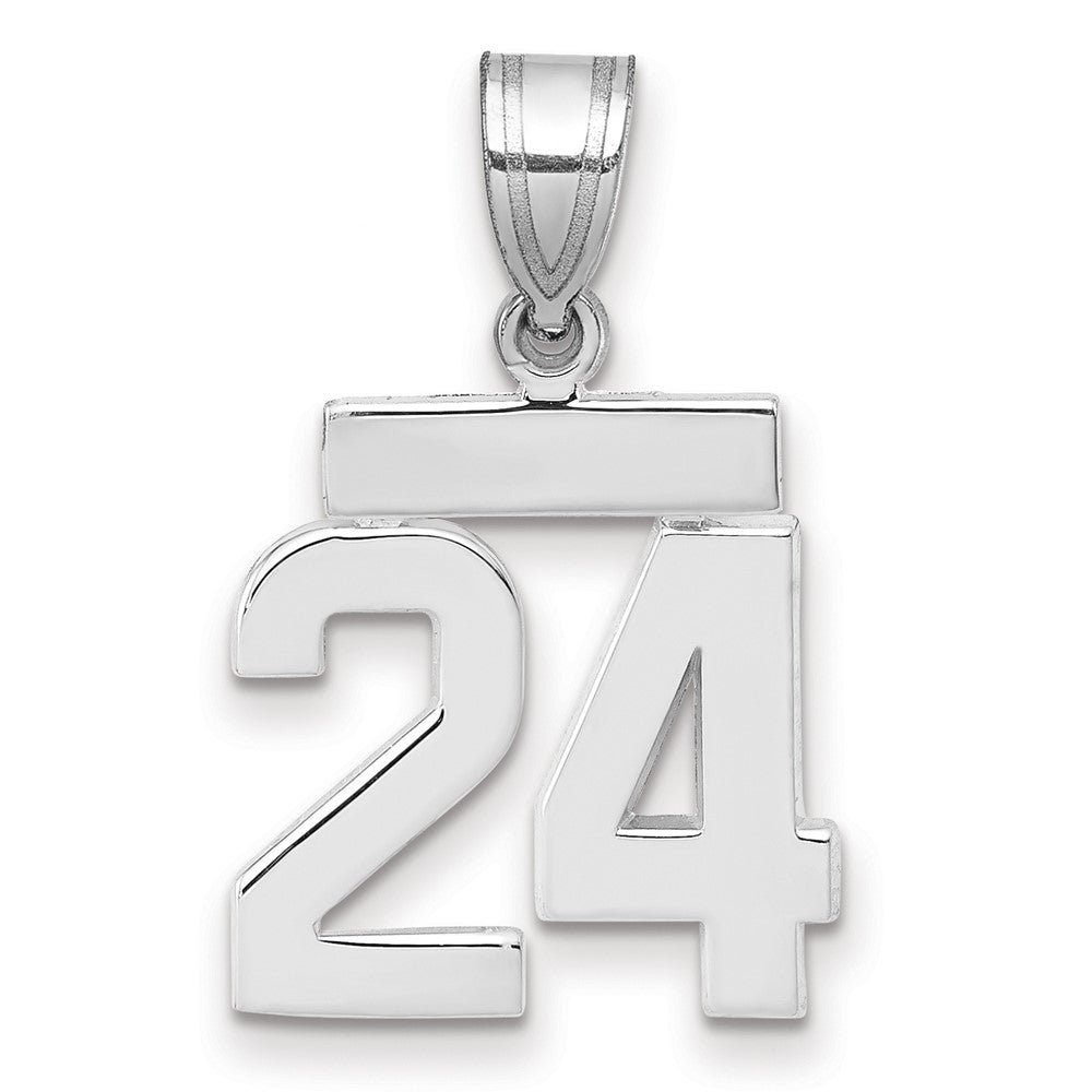 14k White Gold Small Polished Number 24 Charm