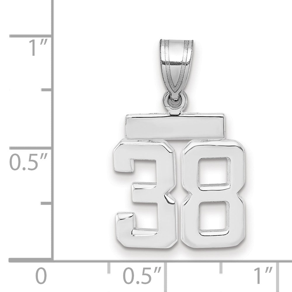14k White Gold Small Polished Number 38 Charm