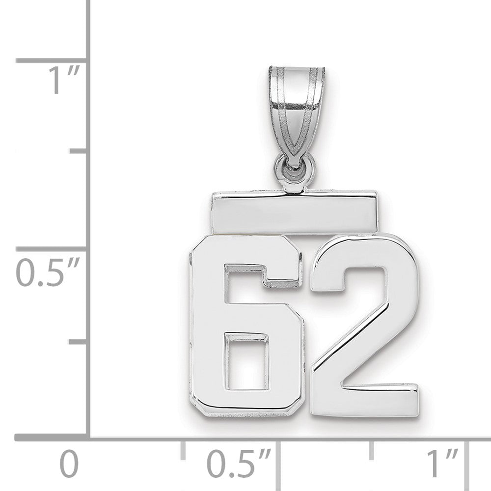 14kw Small Polished Number 62 Charm