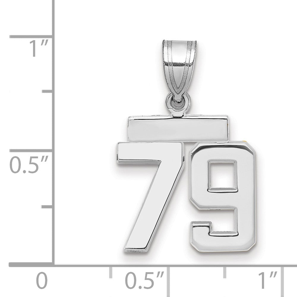 14k White Gold Small Polished Number 79 Charm