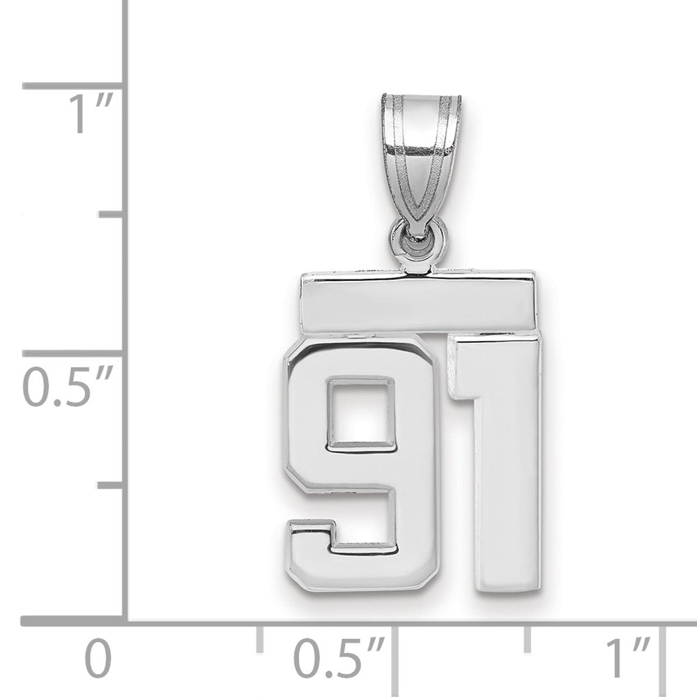 14kw Small Polished Number 91 Charm