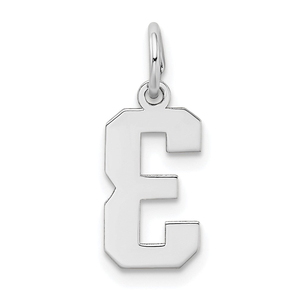 14k White Gold Small Satin Number 3 Charm