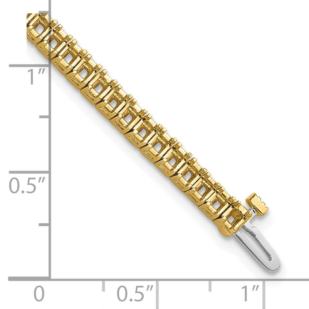 14k Yellow Gold 2.25mm Princess 5ct Diamond Tennis Bracelet Mounting