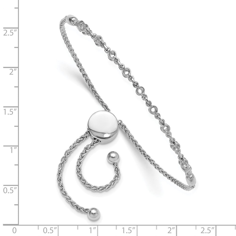 14k White Gold 2.5mm Round Diamond .54ct Adjustable Bracelet Mounting