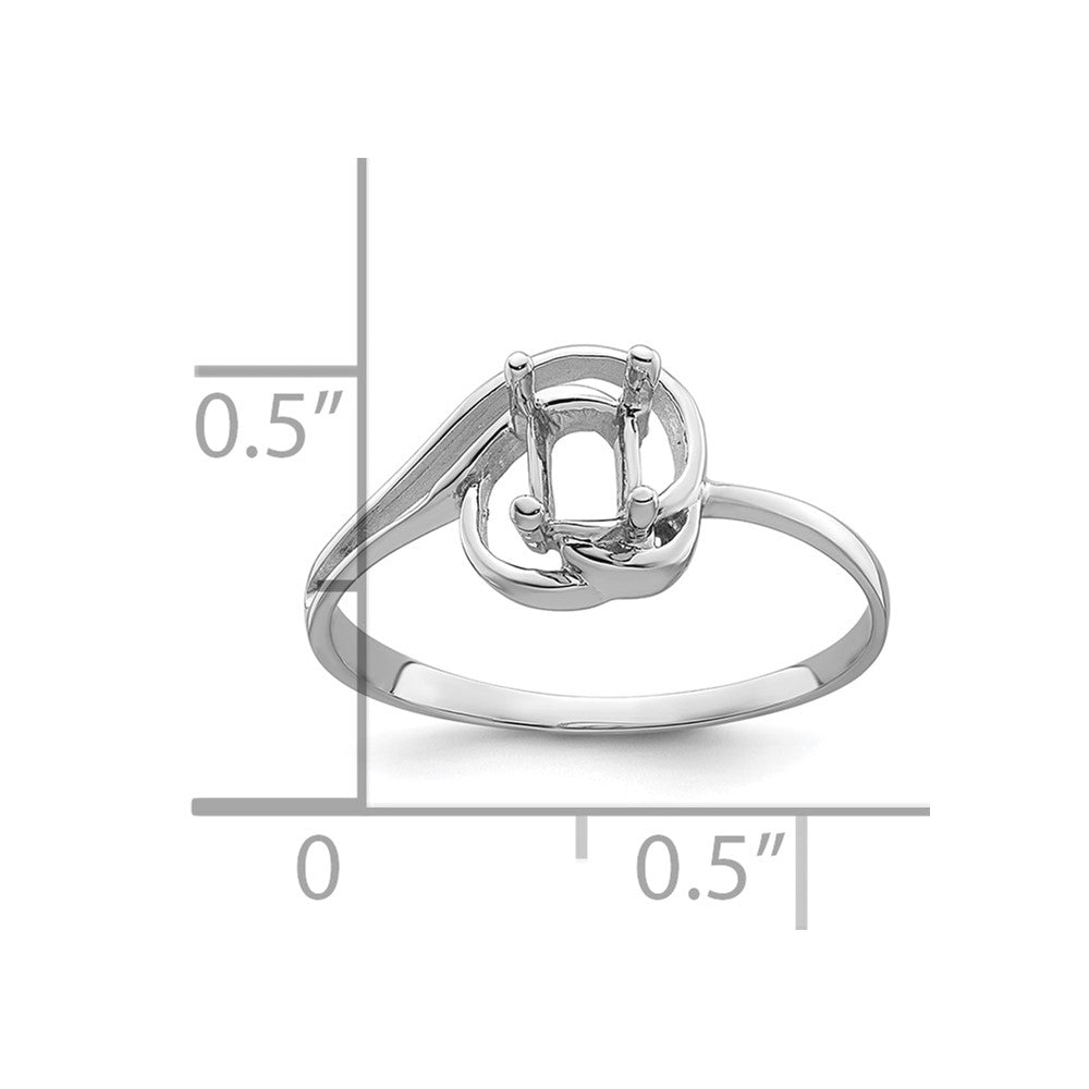 14k White Gold Polished 7x5 Oval Gemstone Ring Mounting