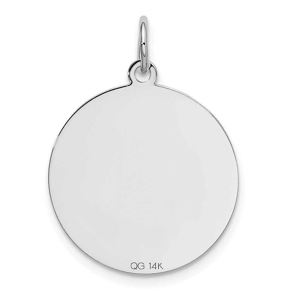 14k White Gold Polished Engravable Golden Retriever Disc Charm