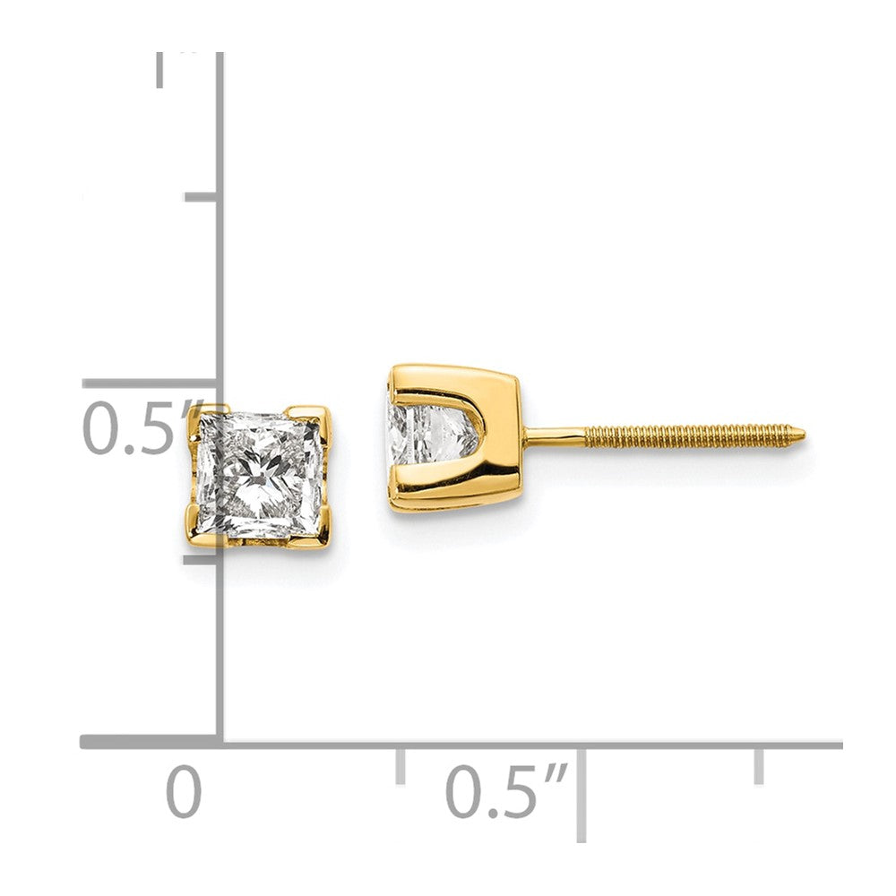 14k 1ct VS Quality Complete Princess-cut Diamond Earrings