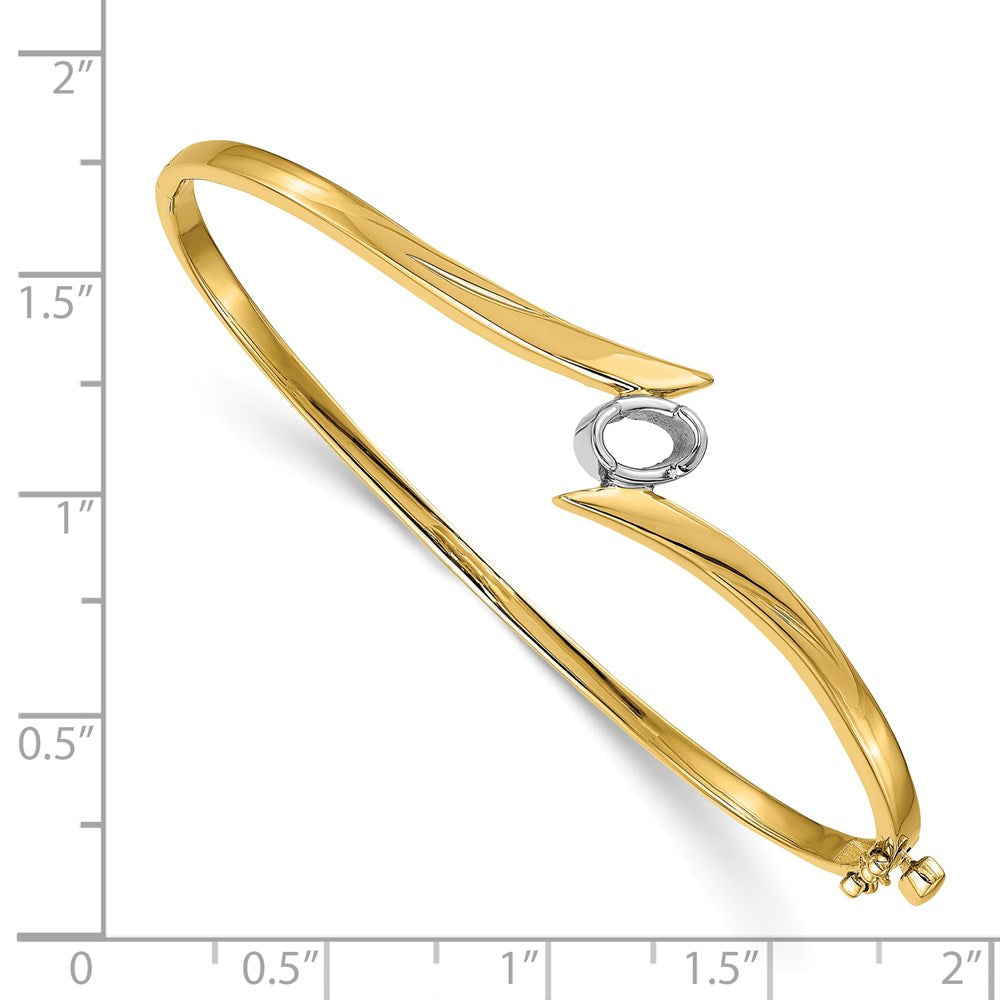 14k Yellow Gold Two-tone Hinged Bangle Bracelet Mounting