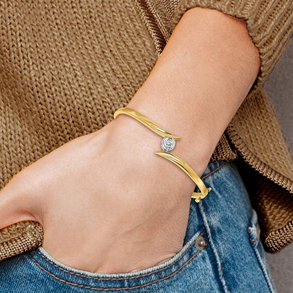 14k Yellow Gold Two-tone Bangle Hinged Bracelet Mounting