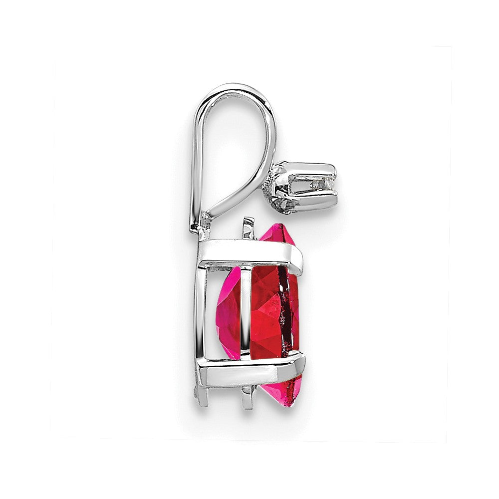 14K White Gold Diamond and Ruby Birthstone Pendant