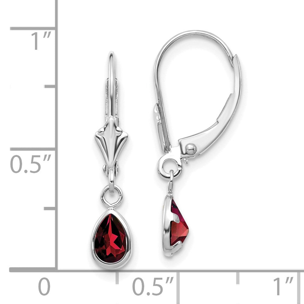 14k White Gold 6x4mm White Gold Garnet/January Earrings