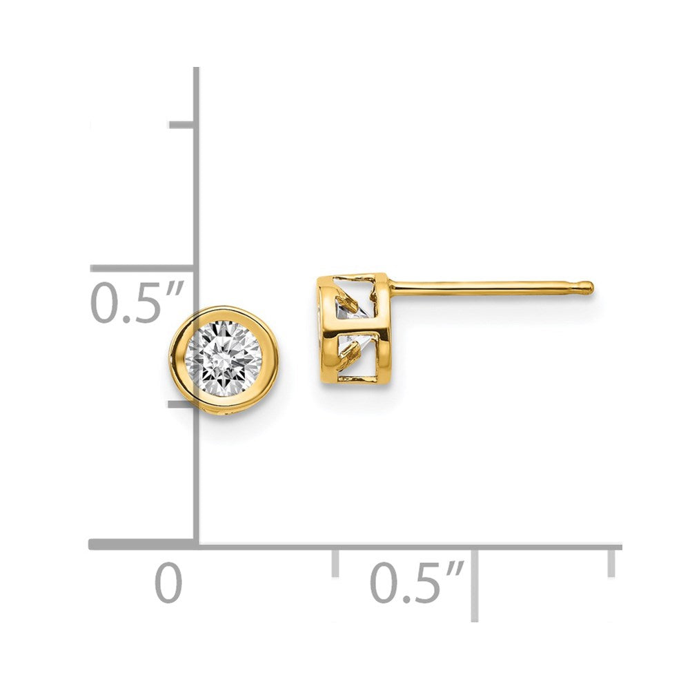 14k Yellow Gold 4mm Bezel April/White Topaz Post Earrings