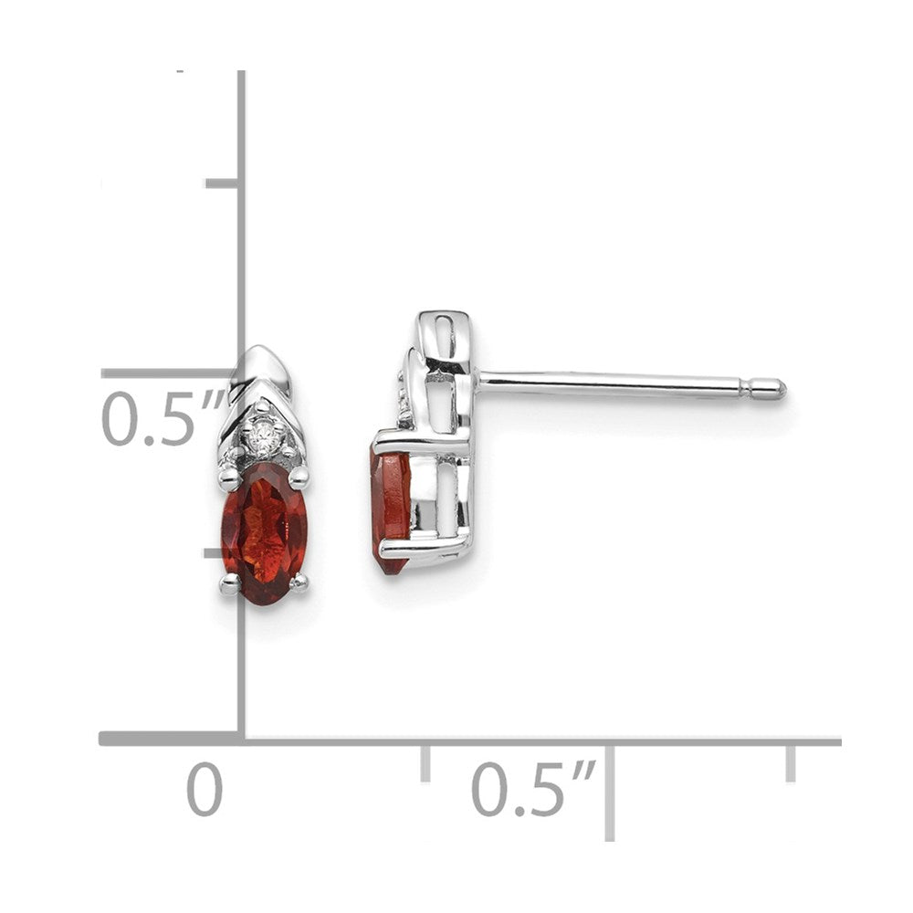 14k White Gold Garnet and Diamond Post Earrings