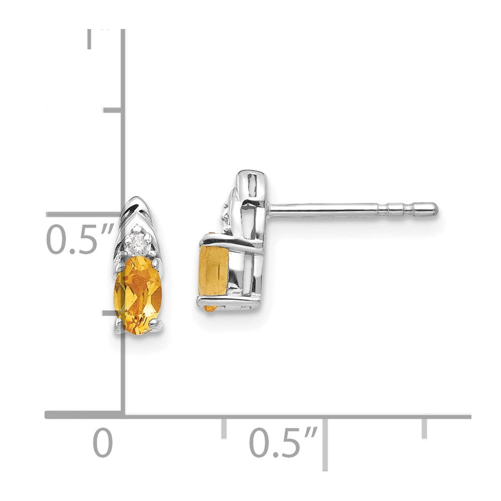 14k White Gold Citrine and Diamond Post Earrings