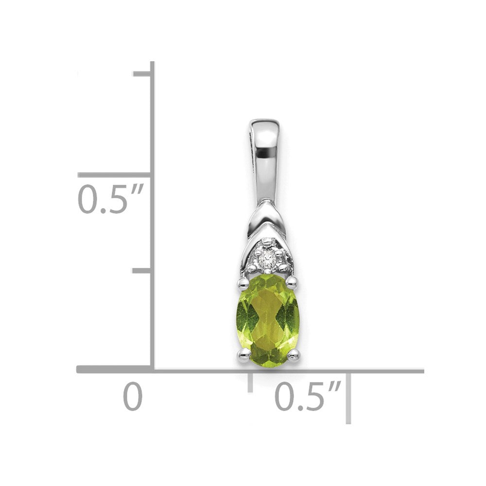 14k White Gold Peridot and Diamond Pendant
