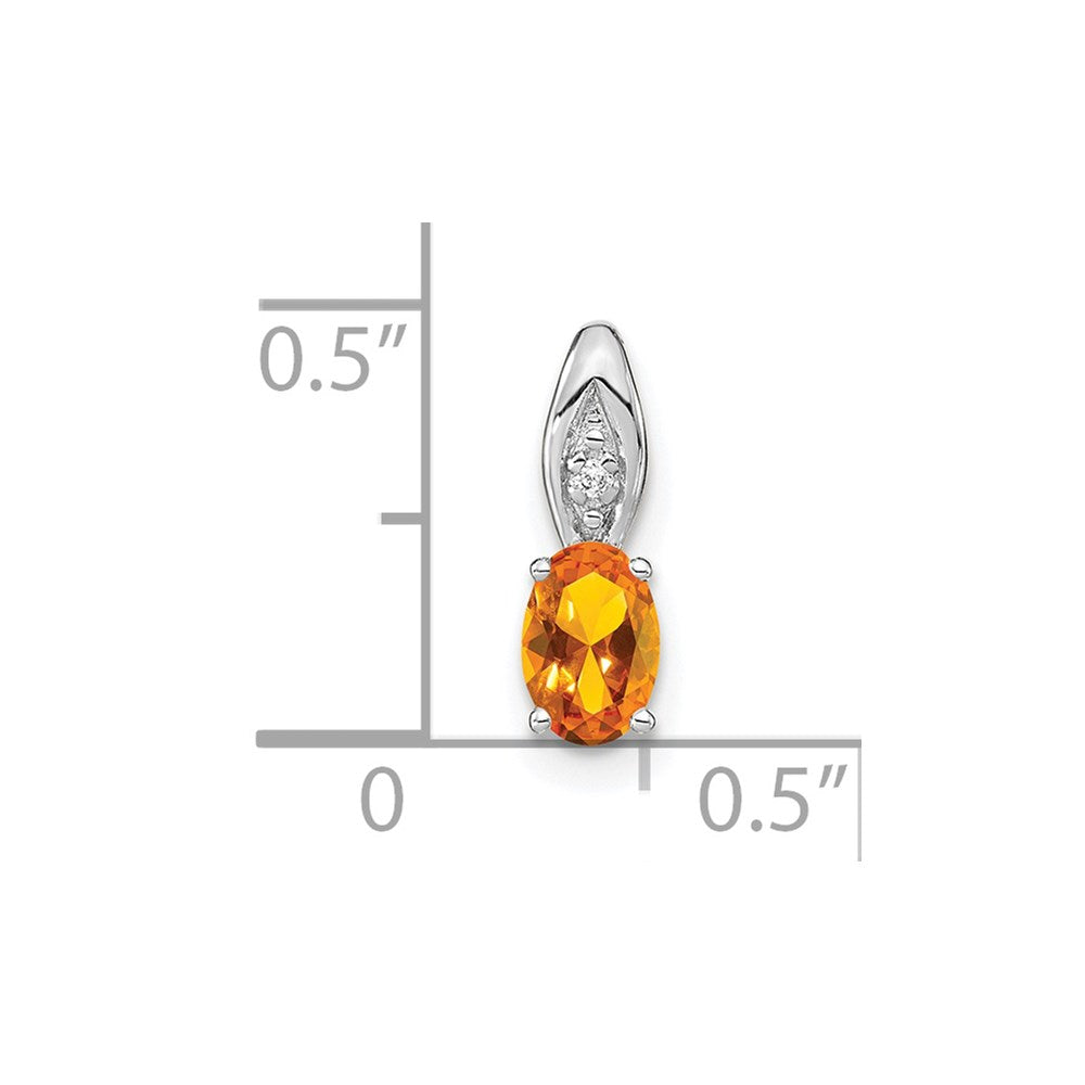 14k White Gold Citrine and Diamond Pendant
