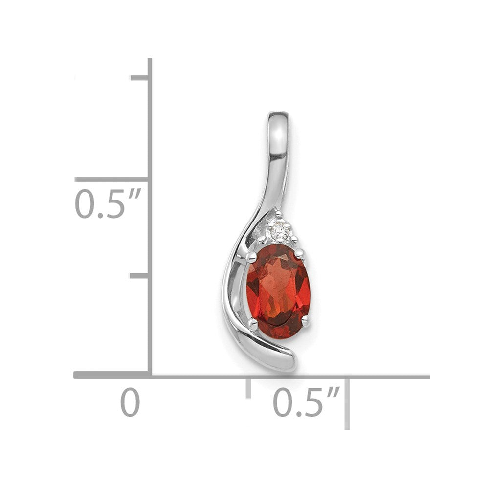 14k White Gold Garnet and Diamond Pendant