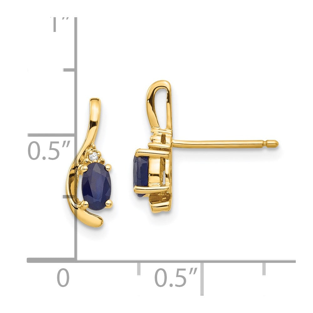 14k Sapphire and Diamond Post Earrings