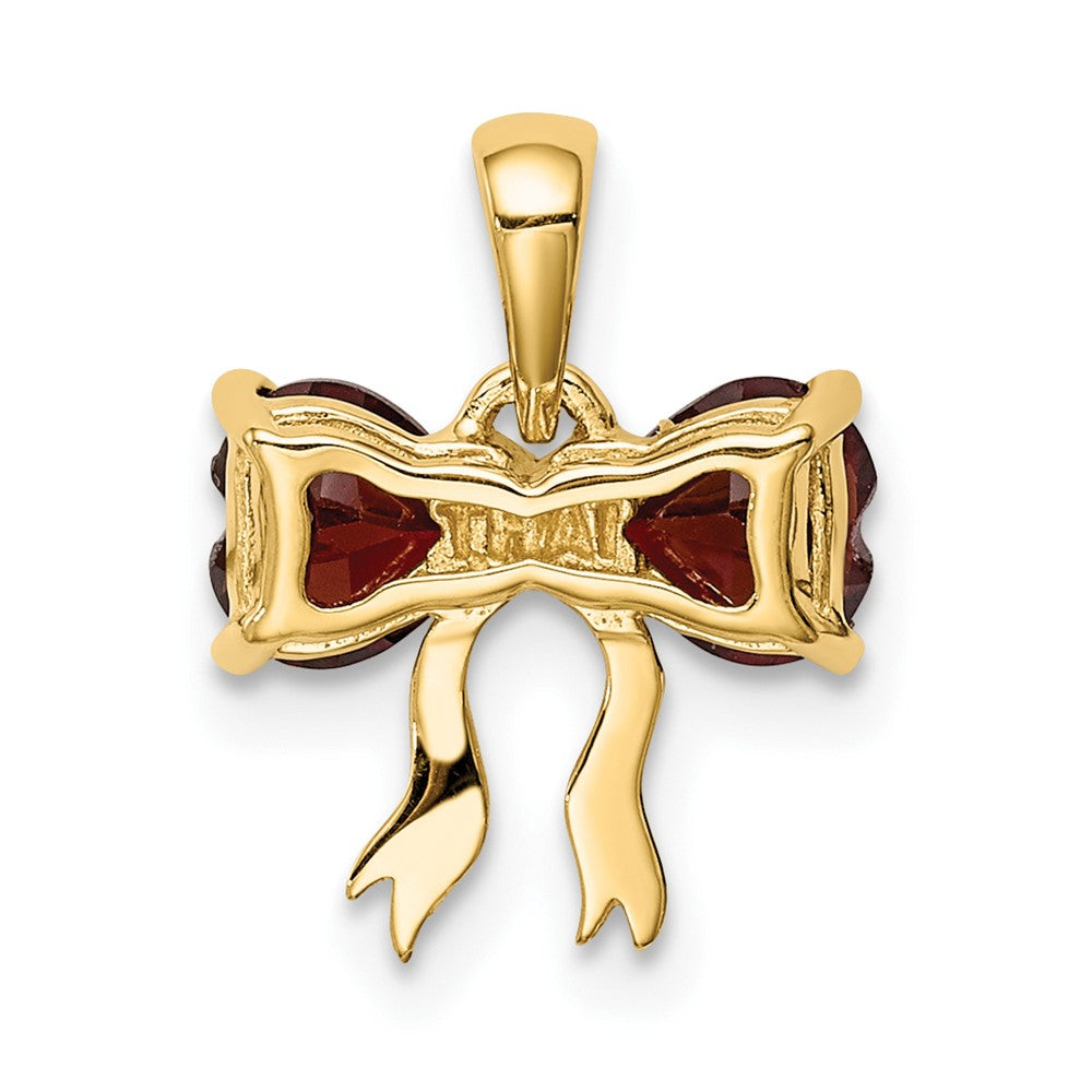 14k Gold Polished Garnet Bow Pendant