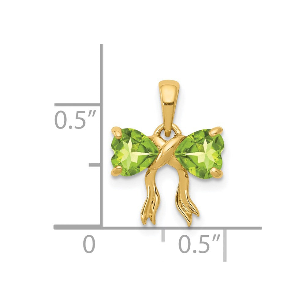 14k Gold Polished Peridot Bow Pendant