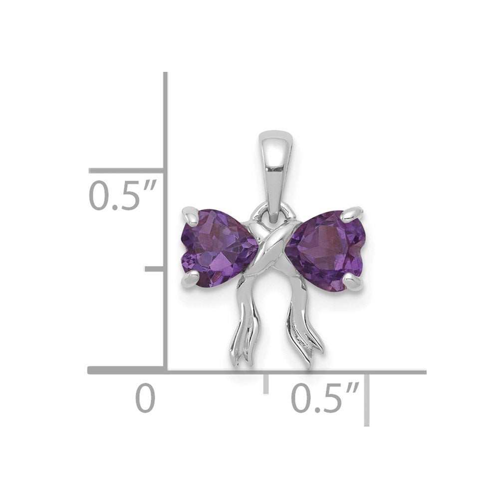 14k White Gold Polished Amethyst Bow Pendant