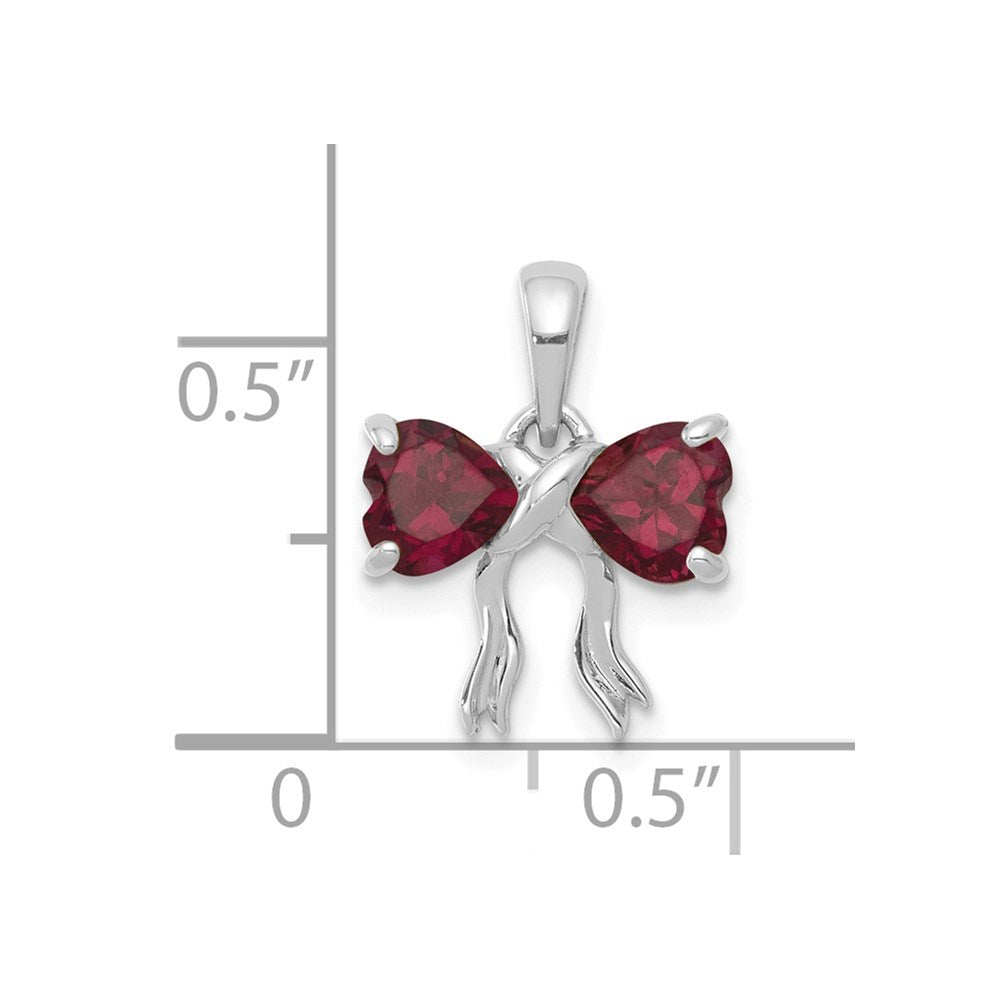 14k White Gold Polished Rhodolite Bow Pendant