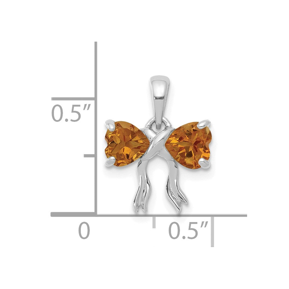 14k White Gold Polished Citrine Bow Pendant