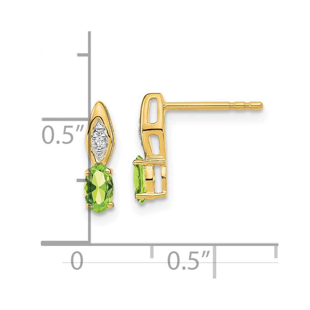 14k Peridot and Diamond Post Earrings