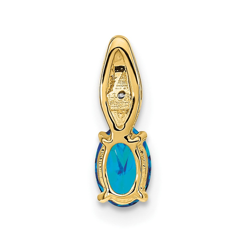 14k Blue Topaz and Diamond Pendant