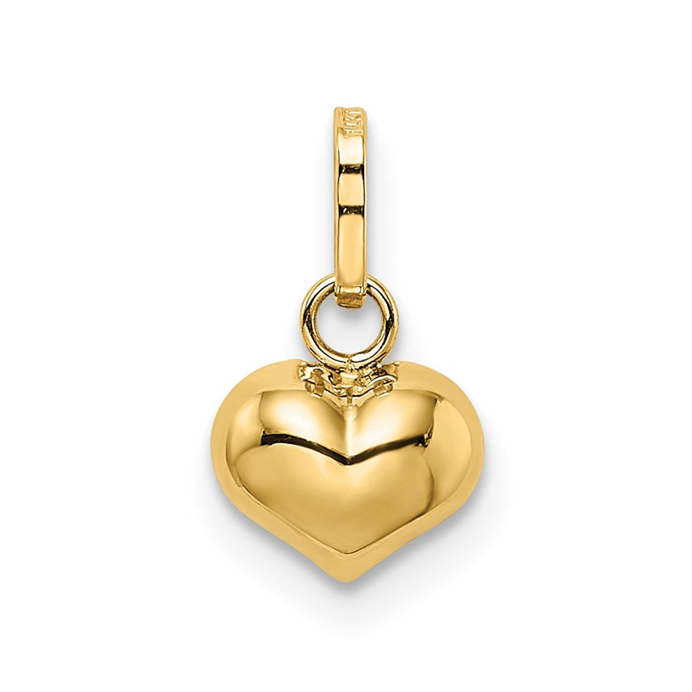14K Yellow Gold Polished 3-D Puffed Heart Charm