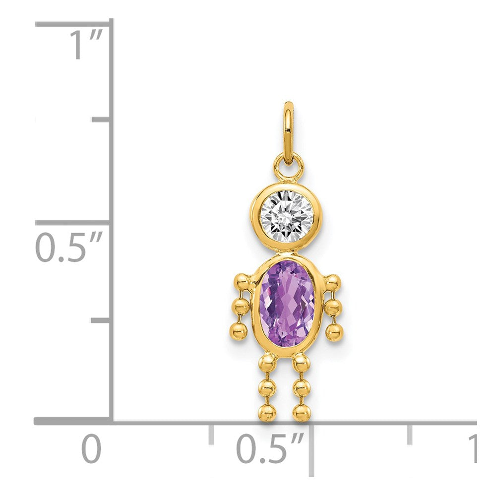 14k Yellow Gold February Boy Birthstone Charm