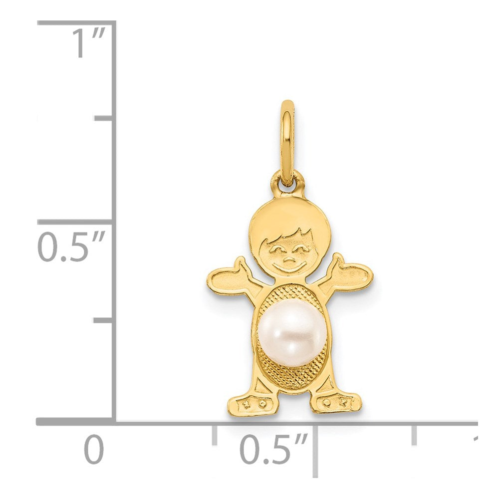 14K Yellow Gold Boy 4mm FW Cultured Pearl-June